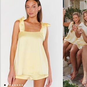 Show Me Your MuMu Light Yellow Satin Pajama SET